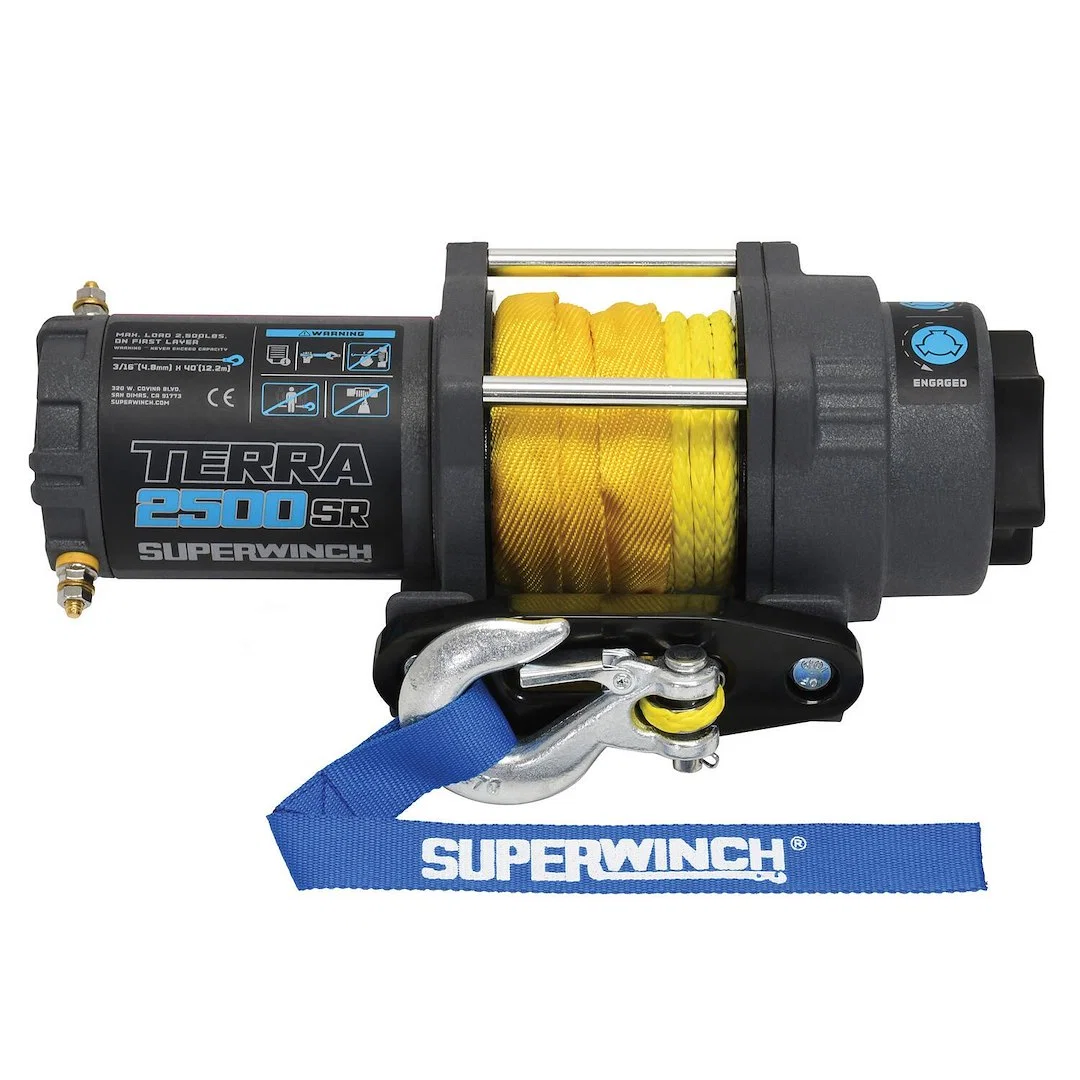 1125270 – SUPERWINCH Winch, Vehicle Mounted ATV/UTV Winch 12 Volt Electric 2500 Pound Line Pull Capacity 40 Foot Synt...